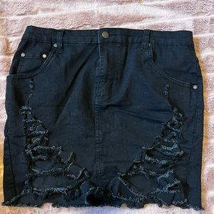 Black Jean Mini Skirt